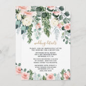 赤面ピンクフローラバラガーデンウォーター結婚カラー エンクロージャーカード (正面/裏面)