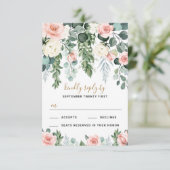 赤面ピンクフローラバラガーデンウォー結婚ターカラーズ 出欠カード (スタンド正面)