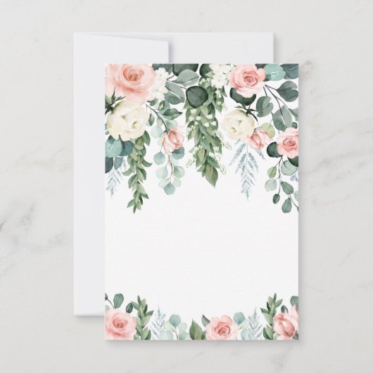 赤面ピンクフローラバラガーデンウォー結婚ターカラーズ 出欠カード (裏面)