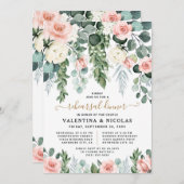 赤面ピンクフローラバラガーデンリハーサルディナー 招待状 (正面/裏面)