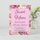 赤面ピンクフローラバラスウィートフィフティブモノグラム 招待状 (スタンド正面)