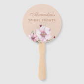 赤面ピンクフローラバラブライダルシャワー ハンドファン (正面)