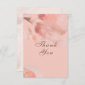 赤面ピンクフローラバラ水色結婚の サンキューカード (正面/裏面)