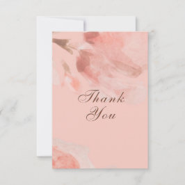 赤面ピンクフローラバラ水色結婚の サンキューカード