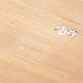 赤面ピンクフローラバラ結婚ズアクリル招待状 アクリル招待状 (レイダウン)