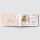 赤面ピンクフローラバラ金ゴールドメモリアル葬儀フォト ゲストブック (全面)