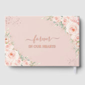 赤面ピンクフローラバラ金ゴールドメモリアル葬儀フォト ゲストブック (裏面)