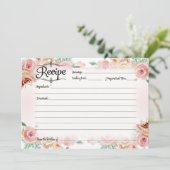 赤面ピンクフローラバラ金ゴールドレシピブライダルシャワー 招待状 (スタンド正面)