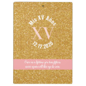 赤面ピンクフローラバラ&グリッターキンセアニラ クリップボード (裏面)