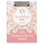 赤面ピンクフローラバラ&グリッターキンセアニラ クリップボード (正面)