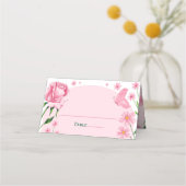 赤面ピンクフローラバラ&バタフライキンセアニラ プレイスカード (正面)