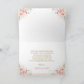 赤面ピンクフローラバルーン金ゴールドガールベビーシャワー サンキューカード (内部)