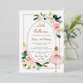 赤面ピンクフローラバレリーナ子供の誕生日 箔招待状 (立ち正面)