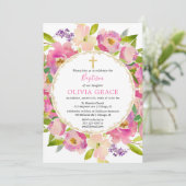 赤面ピンクフローラパステルズバプテスマガール 招待状 (スタンド正面)