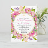 赤面ピンクフローラパステルファースト・ホリー・コミュニオン 招待状 (スタンド正面)