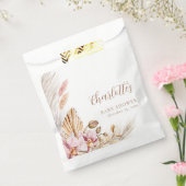 赤面ピンクフローラパンパスグラス |赤ちゃんシャワー フェイバーバッグ (封をした状態)