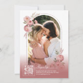 赤面ピンクフローラパンパスティーパーティーブライダルシャワー 招待状 (裏面)