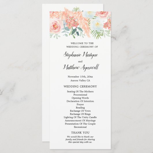 赤面ピンクフローラパンパ結婚ス プログラム (正面/裏面)