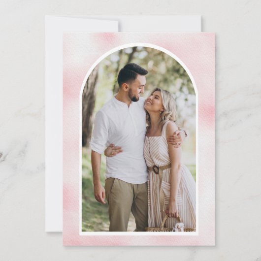 赤面ピンクフローラパンプキンフォトネイビーブライダルシャワー 招待状 (裏面)