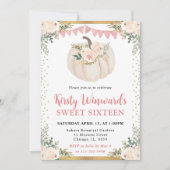 赤面ピンクフローラパンプキン秋スウィート16 招待状 (正面)