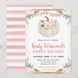 赤面ピンクフローラパンプキン秋スウィート16 招待状