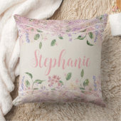 赤面ピンクフローラパーソナライズされた名 クッション (ブランケット)