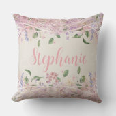 赤面ピンクフローラパーソナライズされた名 クッション (正面)