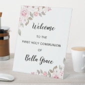 赤面ピンクフローラファーストコミュニオンウェルカム 台座サイン (インサイチュ)