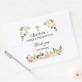 赤面ピンクフローラファーストコミュニオンサンキュービター スクエアシール (封筒)