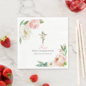 赤面ピンクフローラファーストホーリーコミュニオン スタンダードランチョンナプキン (インサイチュ)