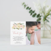 赤面ピンクフローラフォトエレガントな結婚式 サンキューカード (スタンド正面)