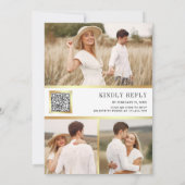 赤面ピンクフローラフォトコラージュQRコード結婚ズ 招待状 (裏面)