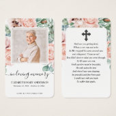 赤面ピンクフローラフォト悔やみや弔慰葬儀祈りの言葉 (正面&裏面)