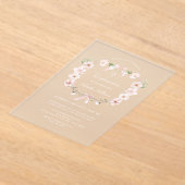 赤面ピンクフローラフレームの確認 アクリル招待状 (レイダウン)