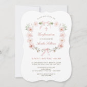 赤面ピンクフローラフレームの確認 招待状 (正面)