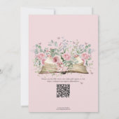 赤面ピンクフローラブックニューチャプターブライダルシャワー 招待状 (裏面)