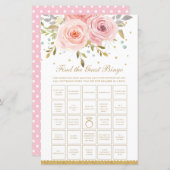 赤面ピンクフローラブライダルゲストビンゴゲームを検索 (正面/裏面)