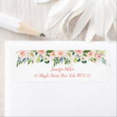 赤面ピンクフローラブライダルシャワーアドレス ラベル (インサイチュ)