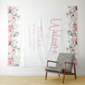 赤面ピンクフローラブライダルシャワーウェルカムバックドロップ タペストリー (インサイチュ(横))