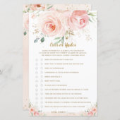 赤面ピンクフローラブライダルシャワーオーバーまたはゲーム中 (正面/裏面)