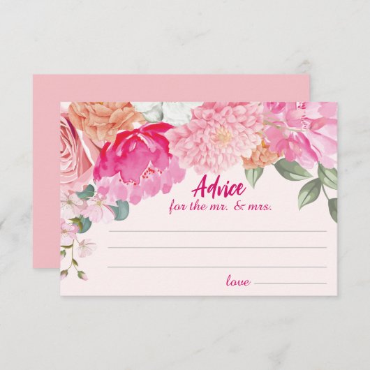 赤面ピンクフローラブライダルシャワーゲーム エンクロージャーカード (正面/裏面)