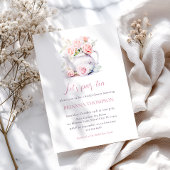 赤面ピンクフローラブライダルシャワーティーパーティー 招待状