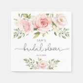 赤面ピンクフローラブライダルシャワーナプキン スタンダードカクテルナプキン (正面)