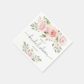 赤面ピンクフローラブライダルシャワーナプキン スタンダードカクテルナプキン (角)