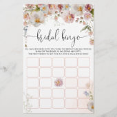 赤面ピンクフローラブライダルシャワービンゴゲームカード (正面)