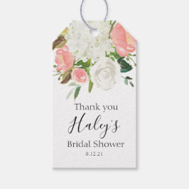 赤面ピンクフローラブライダルシャワーラベル ギフトタグ