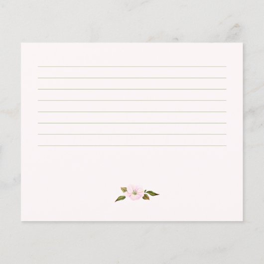 赤面ピンクフローラブライダルシャワーレシピカード (裏面)