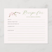 赤面ピンクフローラブライダルシャワーレシピカード (正面)