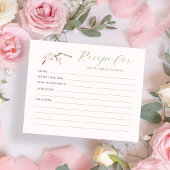 赤面ピンクフローラブライダルシャワーレシピカード
