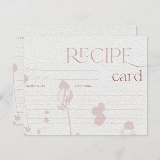 赤面ピンクフローラブライダルシャワーレシピカード (正面/裏面)